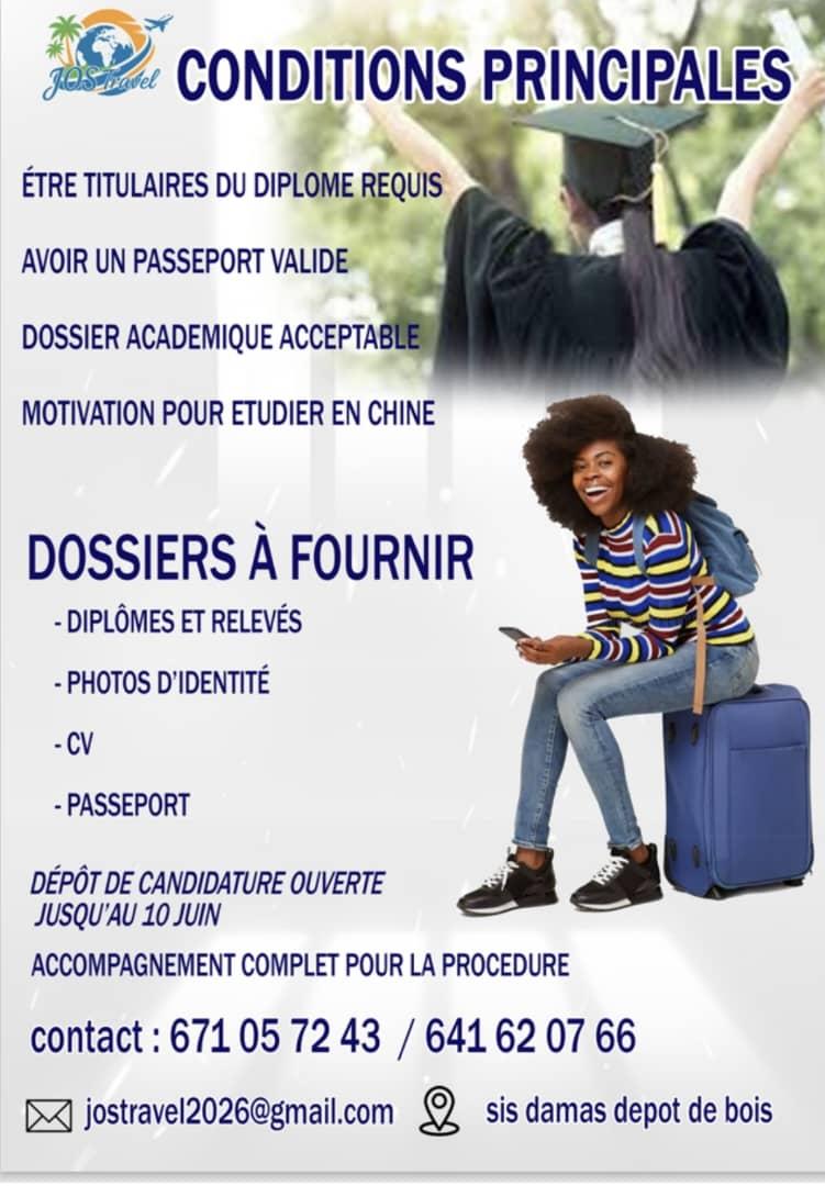 Flyer JOS-Travel des conditions et dossiers à fournir pour les bourses en Chine
