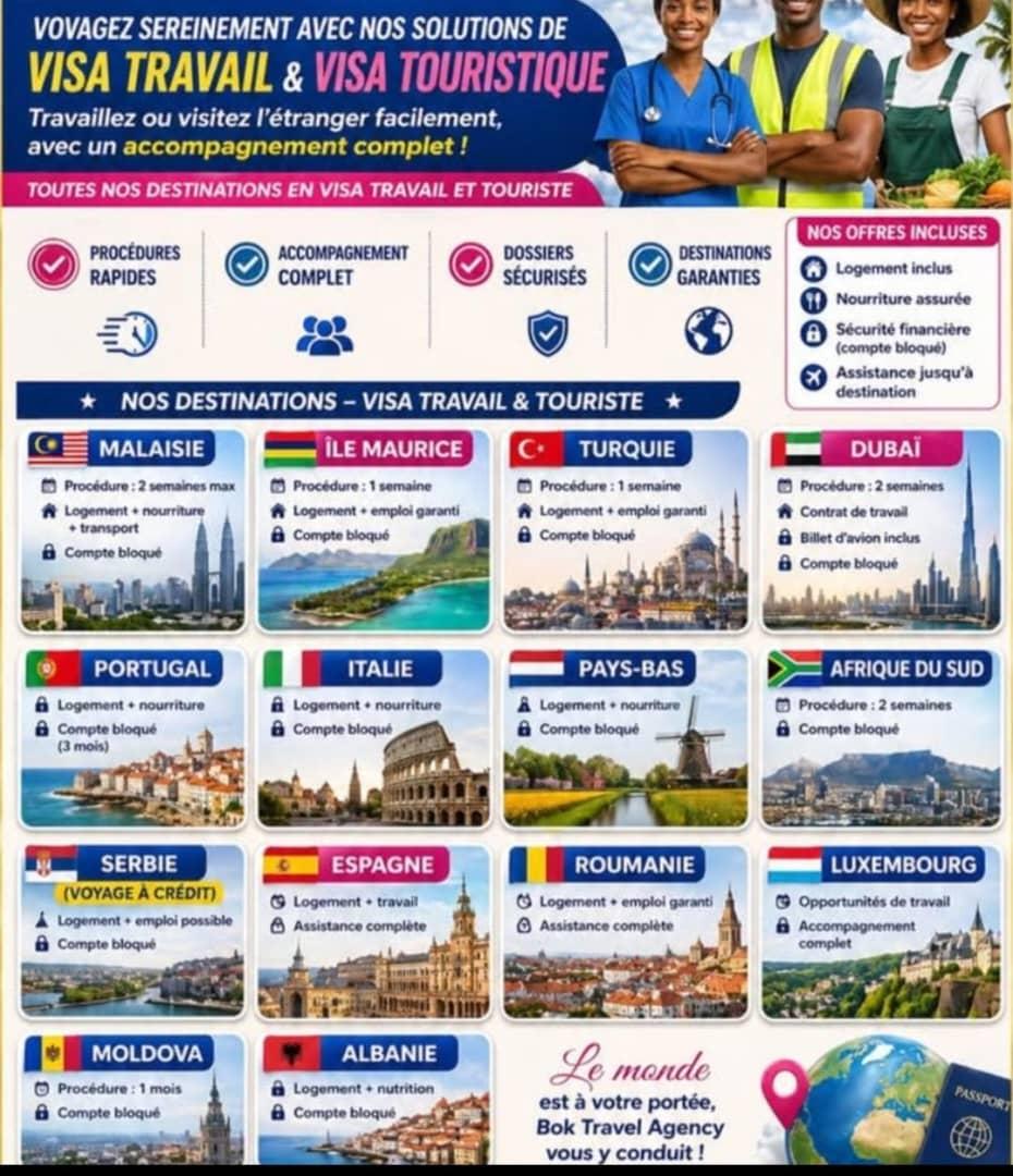 Flyer Visa Travail et Visa Touristique JOS-Travel